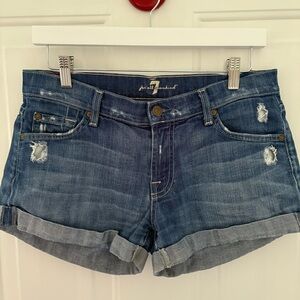 7 For All Mankind Blue Jean Shorts with Cuffed Hem Size 27